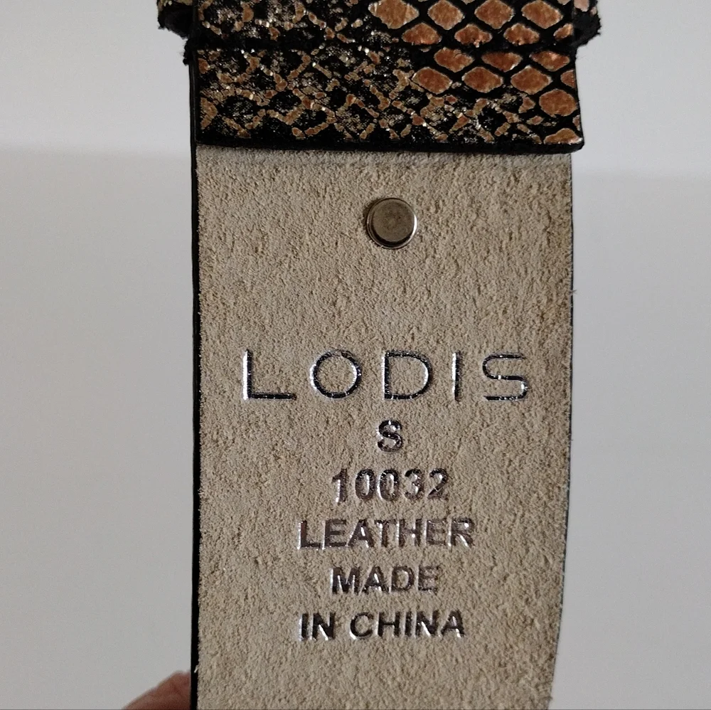 Lodis Metallic Snake Print Soft Leather Belt S